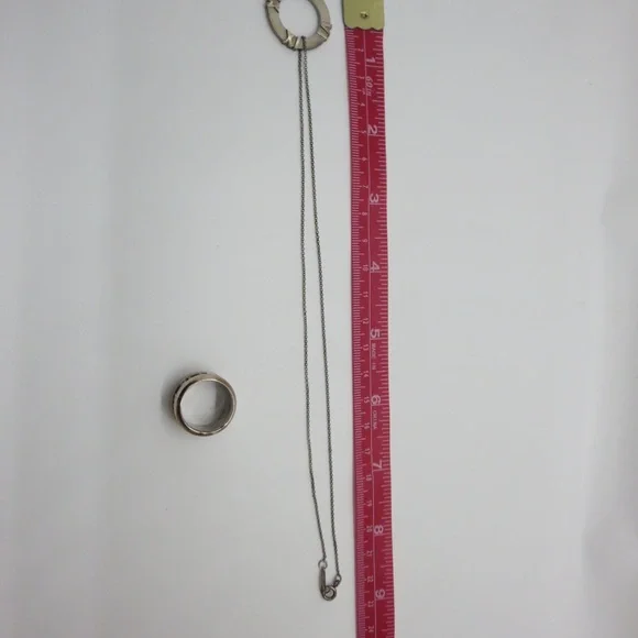 Tiffany and Co. Sterling silver Atlas ring size 6, and matching atlas necklace - Picture 3 of 12